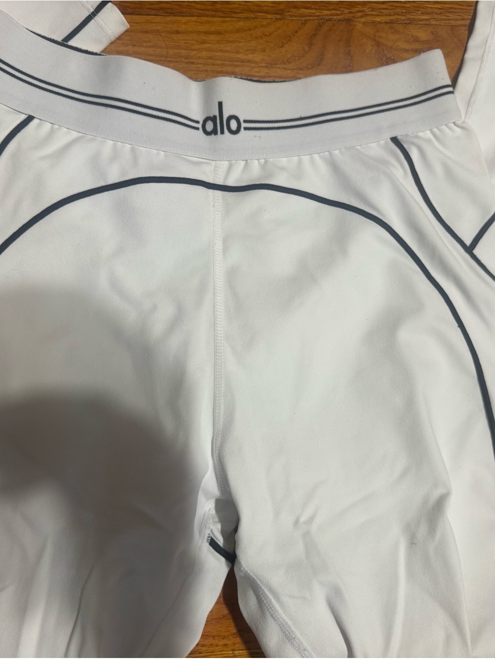 ALO Yoga Kids White Leggings with Black Piping